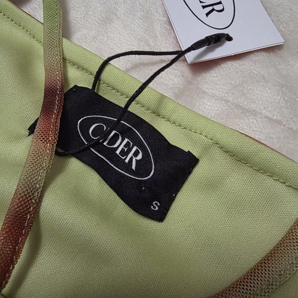 NWT Cider Mesh Cowl Neck Mini Dress Swirl Print - Picture 8 of 9